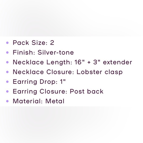 Claire's Silver Crystal Teardrop V-Neck Necklace and Earring Set - Picture 6 of 12